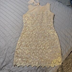 Lilly Pulitzer Lace Dress in Gold and Cream